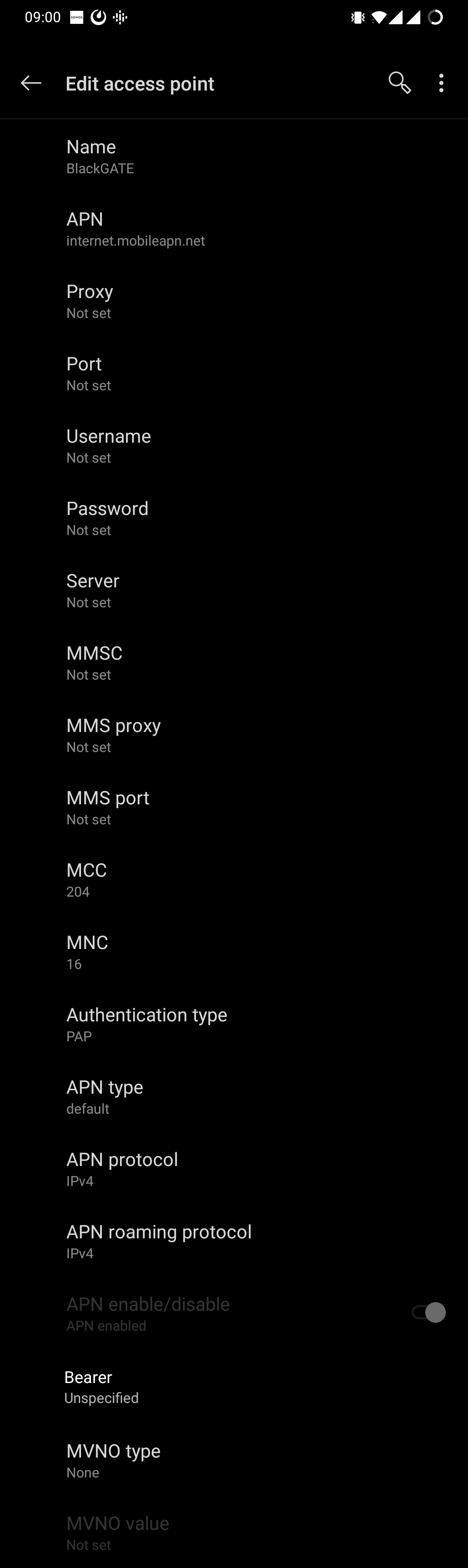 APN settings screenshot android